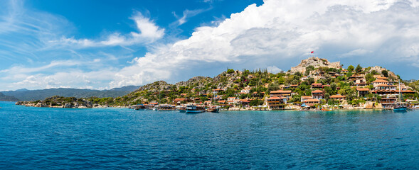 Kalekoy view in Kekova Gulf. Kekova is populer tourist destination in Turkey.