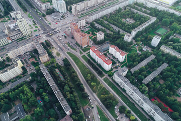 Naklejka na ściany i meble Aerial Townscape of Saint Petersburg City. Kalininsky District