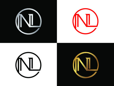 nl  Letter logo in circle shape gold and silver colored geometric ornaments. Vector design template elements for your business