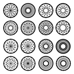 Black rings for dream catchers. Set of 16 images