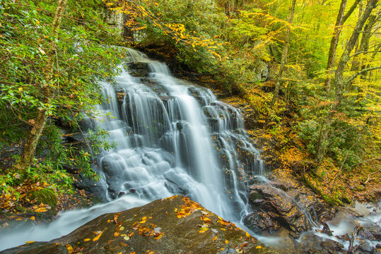 Autumn at Soco Falls in North Carolina