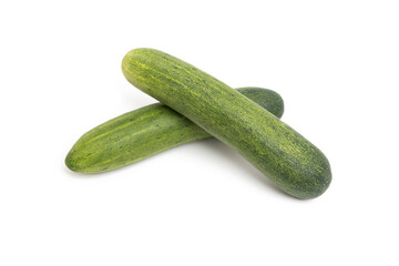 Two cucumbers isolated on a white background.