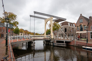 Old drawbridge in the city of Alkmaar, province of Noord Holland in the Netherlands
