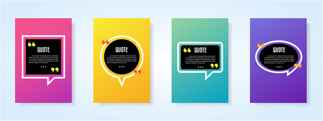 Quote speech bubble blank templates set.
