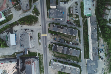 Aerial Townscape of Kirovsk Town located in Northwestern Russia on the Kola Peninsula