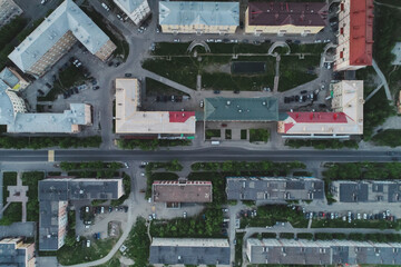 Aerial Townscape of Kirovsk Town located in Northwestern Russia on the Kola Peninsula