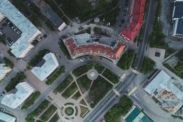 Aerial Townscape of Kirovsk Town located in Northwestern Russia on the Kola Peninsula