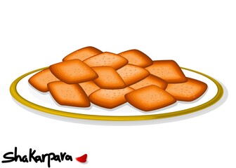Shankarpali or shakarpara indian Sweet Dish Food Vector
