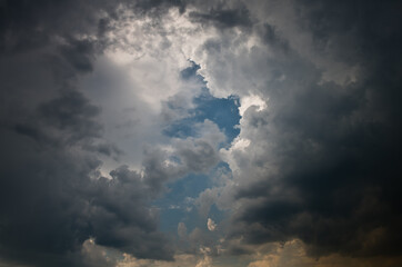 Gray clouds in the blue sky
