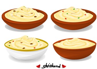 Shrikhand indian Sweet Dish Food Vector