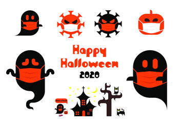 Illustration material for Halloween 2020 (masked)