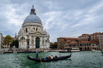 Obraz na płótnie Canvas Close up of the Basilica of St Mary of Health or Basilica di Santa Maria della Salute at grand canal in Venice, Italy