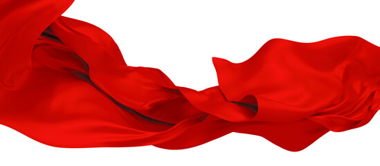 Red fabric flying in the wind isolated on white background 3D render