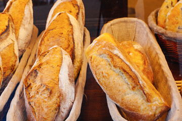 some bread in french bakery shop