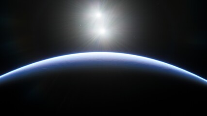 Obraz premium super-earth planet, realistic exoplanet, planet suitable for colonization, earth-like planet in far space, planets background 3d render