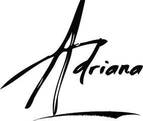 Adriana-Female Name Modern Brush Calligraphy Cursive Text on White Background