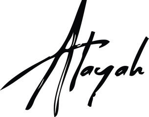 Alayah-Female Name Modern Brush Calligraphy Cursive Text on White Background