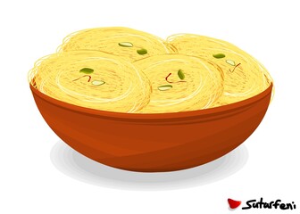 SutarFeni indian Sweet Dish Food Vector