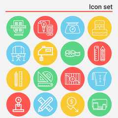 16 pack of size  lineal web icons set