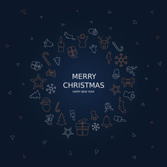 Greeting card Merry Christmas and Happy New Year.