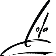 Lola-Female Name Modern Brush Calligraphy Cursive Text on White Background