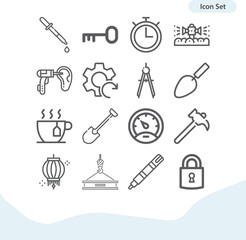 Simple set of classroom related lineal icons.