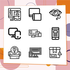 Simple set of 9 icons related to susceptible