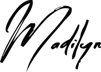 Madilyn-Female Name Modern Brush Calligraphy Cursive Text on White Background