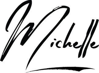 Michelle-Female Name Modern Brush Calligraphy Cursive Text on White Background