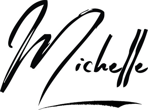 Michelle-Female Name Modern Brush Calligraphy Cursive Text on White Background