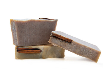 Bars of soap on isolated white background