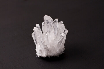 Large crystals of natural transparent stone rock crystal close-up, transparent quartz in crystals,...
