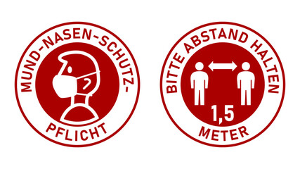 Set of Round Sticker Signs in German 