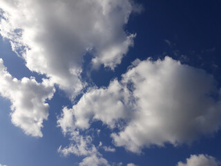 Obraz premium White clouds on a blue sky. Background.