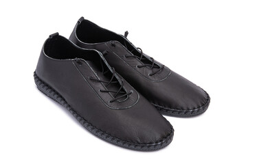 leather mens moccasins isolated