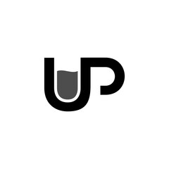 letter u and p logo with coffee cup style © barokah1