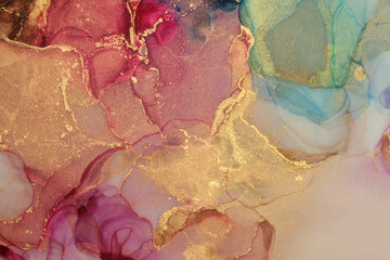 Art Abstract  watercolor flow blot painting. Color canvas marble texture background. Gold glitter...