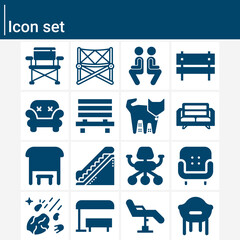 Simple set of seat related filled icons.