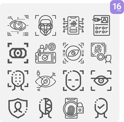 Simple set of recognizing related lineal icons.