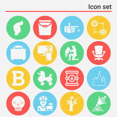 16 pack of paint  filled web icons set