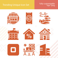 Simple set of pit related filled icons.