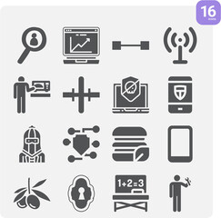 Simple set of blocked related filled icons.