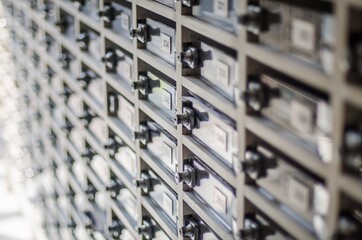 Close up of mail boxes