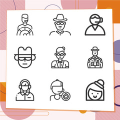 Simple set of 9 icons related to deputy