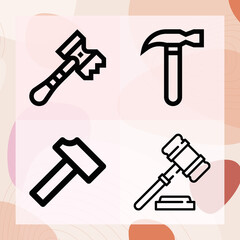 Simple set of firing mechanism related lineal icons
