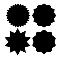 Set of black blank labels various shape isolated on white. Vector illustration
