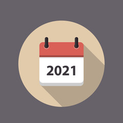 Calendar for 2021. Calendar icon.Vector illustration,flat style.Date,day of month:Sunday,Monday,Tuesday,Wednesday,Thursday,Friday,Saturday.Weekend,red letter day. 