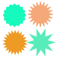 Set of multicolor blank labels various shape isolated on white. Vector illustration
