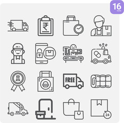 Simple set of childbirth related lineal icons.