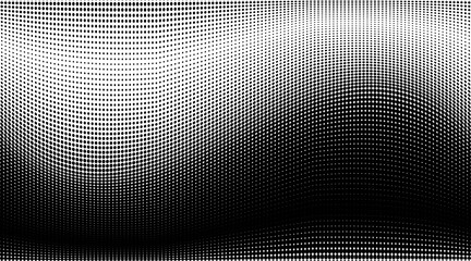 Black and white halftone dots grunge wide background